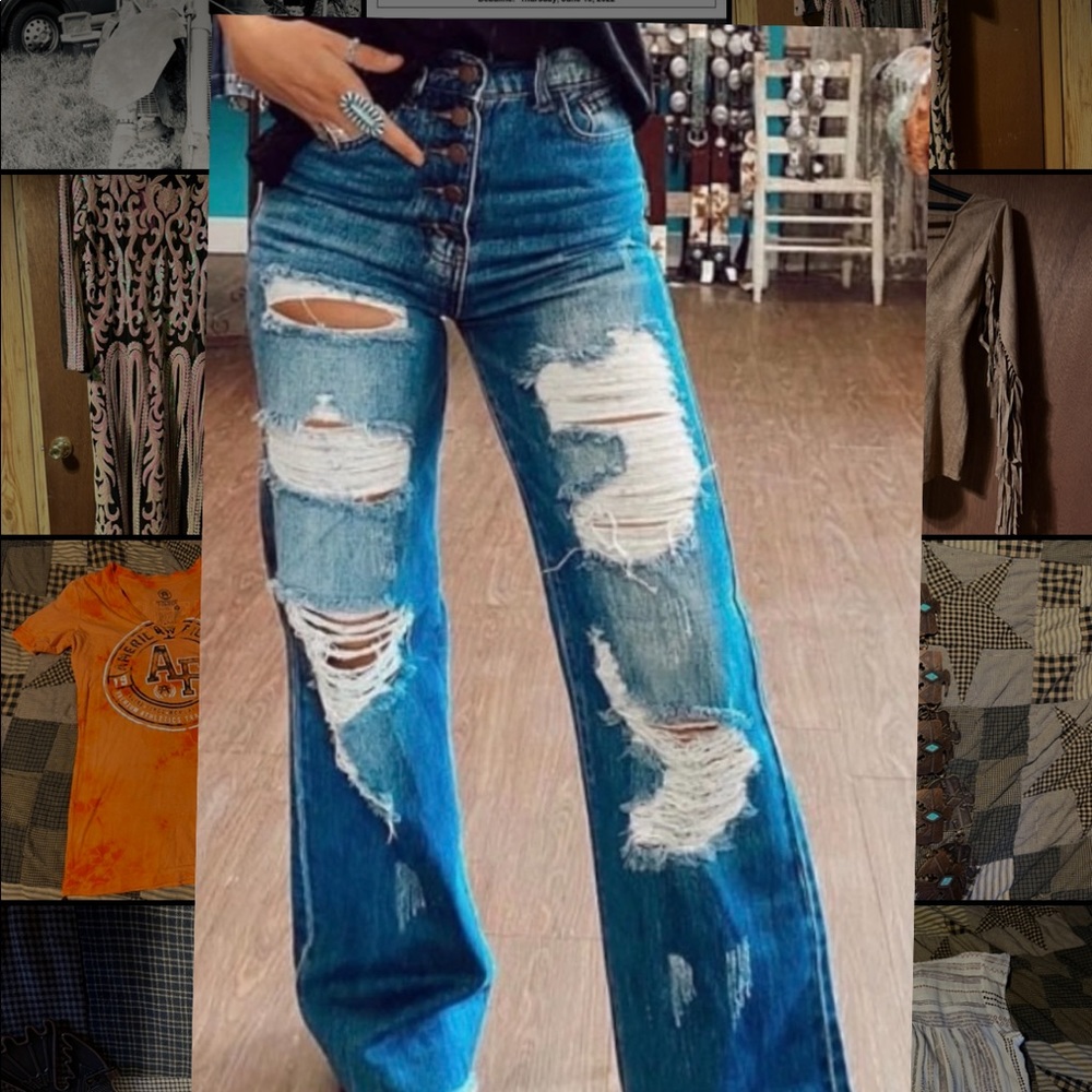 Distressed Flare Jeans